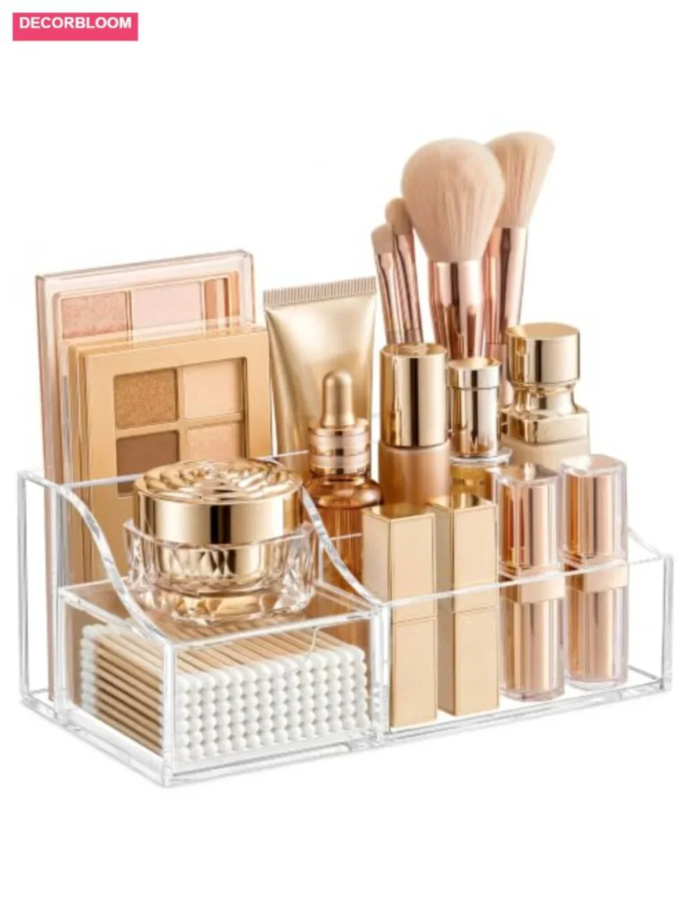 Makeup Organizer with Drawer - Acrylic Cosmetic Storage for Vanity, Bathroom